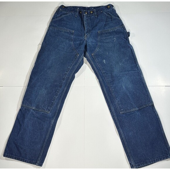 Vintage Double Knee Denim Carhartt Jeans Carpenter Men 38x32 WU138 USA Made RARE